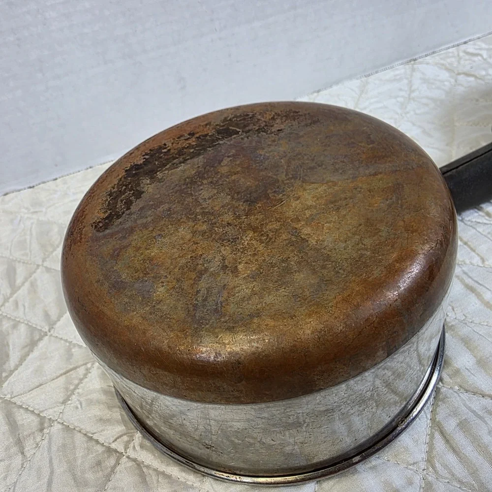 1801 Revere Ware 1 Qt Saucepan Pot‎ Copper Bottom Stainless Clinton USA